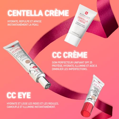 Erborian - CC Crème à la Centella Asiatica - Maquillage et Soin Illuminateur de Teint Haute Définition pour Visage - Protection Solaire SPF 25 - Soin Cosmétique Coréen