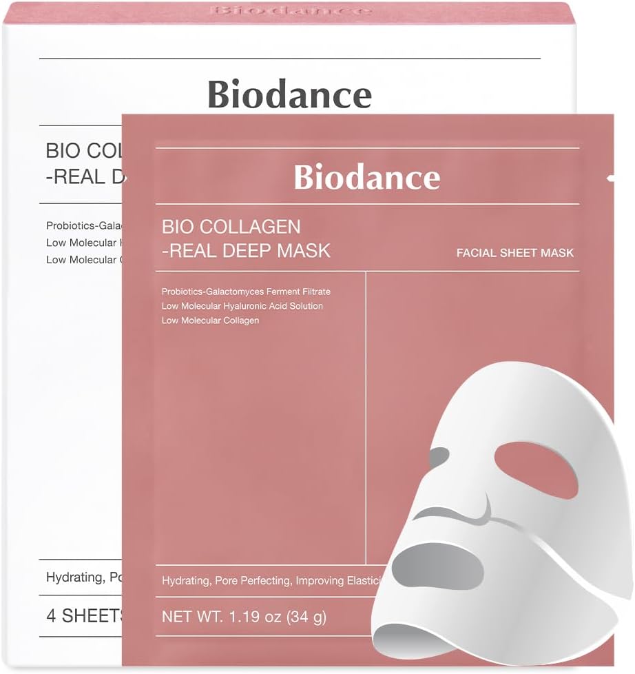 Biodance Bio-Collagen Real Deep Mask Pack de 4 - Masques visage, masque visage, masque visage femme, masque visage, resserrement des pores, traitement des rides