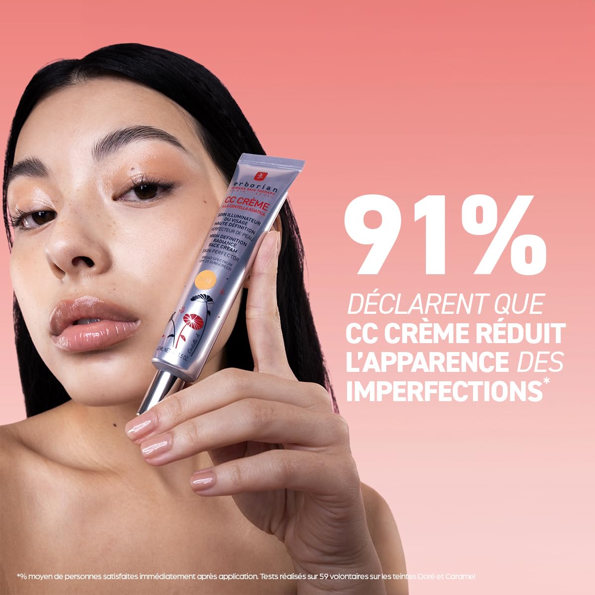 Erborian - CC Crème à la Centella Asiatica - Maquillage et Soin Illuminateur de Teint Haute Définition pour Visage - Protection Solaire SPF 25 - Soin Cosmétique Coréen