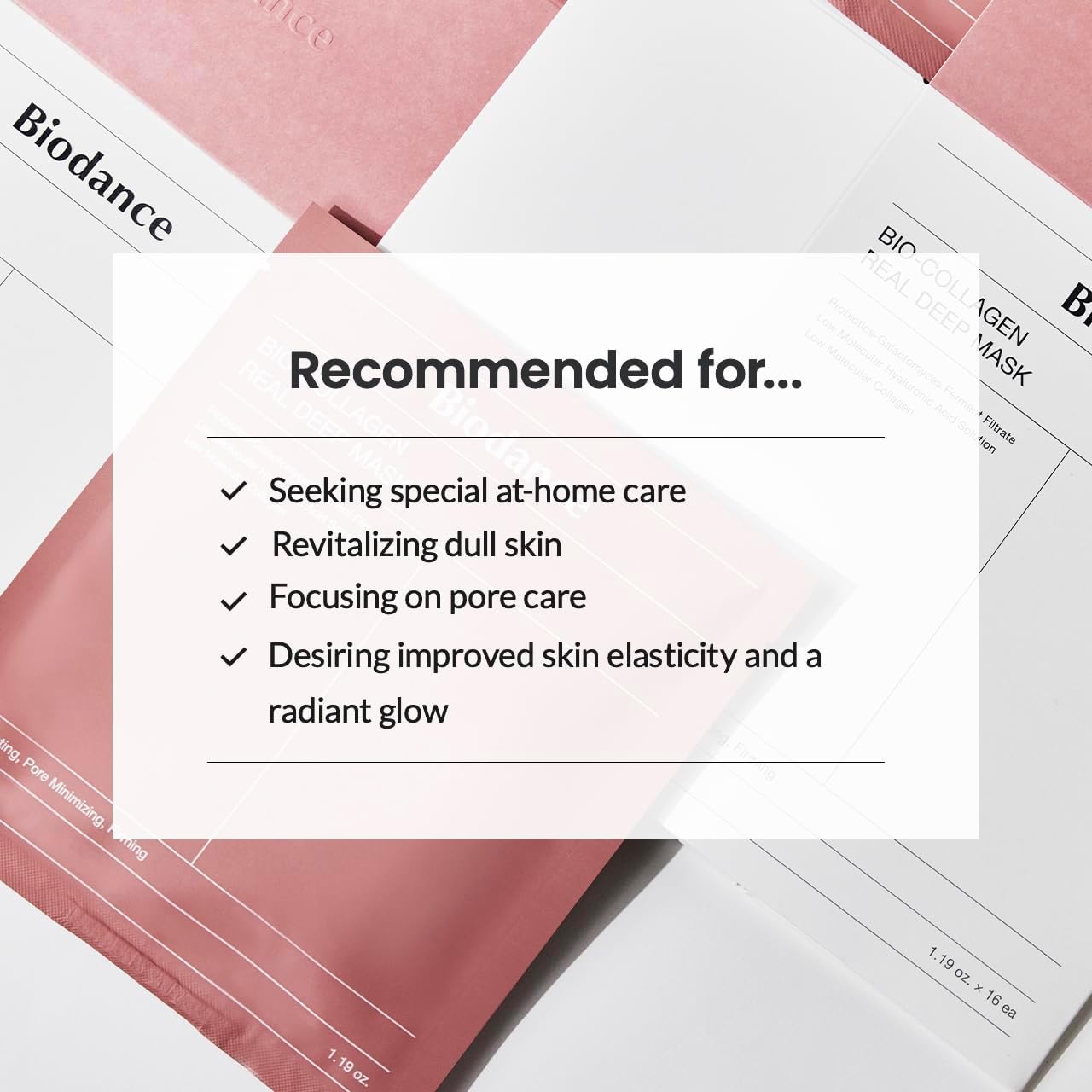 Biodance Bio-Collagen Real Deep Mask Pack de 4 - Masques visage, masque visage, masque visage femme, masque visage, resserrement des pores, traitement des rides